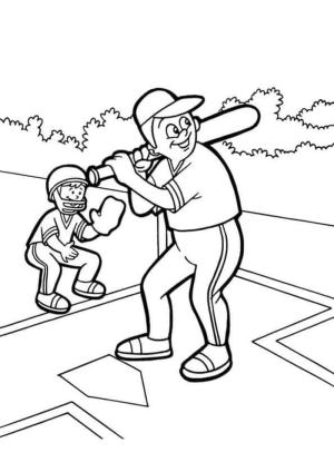 Baba ve Oğul boyama sayfası,  coloring page, Baba ve Oğul Beyzbol Oynuyor, 