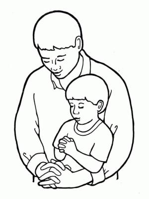 Baba ve Oğul boyama sayfası,  coloring page, Babasıyla namaz Kılan Oğlu, 