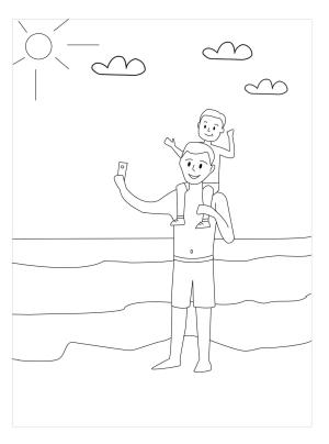 Baba ve Oğul boyama sayfası,  coloring page, Baba ve Oğul Sahilde, 