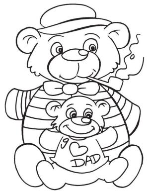 Baba ve Oğul boyama sayfası,  coloring page, Baba Oyuncak ayı ve Bebek Oyuncak Ayı, 