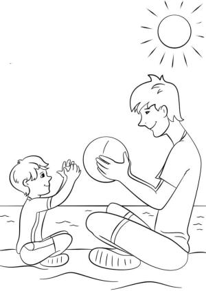 Baba ve Oğul boyama sayfası,  coloring page, Baba ve Oğul ile Top, 