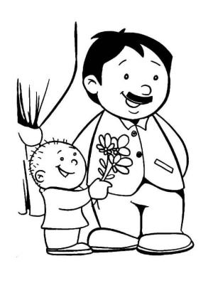 Baba boyama sayfası,  coloring page, Küçük Oğlu Ve Babası, 