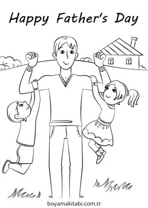 Babalar Günü boyama sayfası – sevimli karakter, sanatsal çalışma