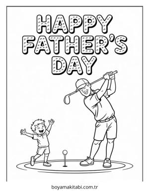 Babalar Günü boyama sayfası – çizgi film temalı, basit çizim