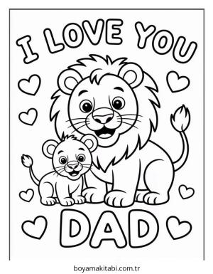 Babalar Günü boyama sayfası – çizgi film temalı, basit çizim