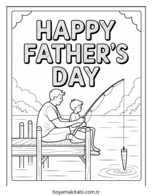 Babalar Günü boyama sayfası – sevimli karakter, sanatsal çalışma