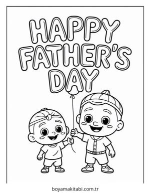 Babalar Günü boyama sayfası – sevimli karakter, sanatsal çalışma