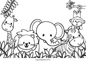 Baby Animals boyama sayfası – kolay boyama, eğitici aktivite