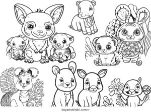 Baby Animals boyama sayfası – PDF indir, sevimli karakter