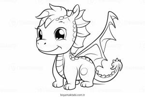 Baby Dragon boyama sayfası – çocuklar için, çizgi film temalı