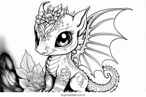Baby Dragon boyama sayfası – PDF indir, sevimli karakter
