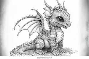 Baby Dragon boyama sayfası – boyama etkinliği, çocuk aktivitesi