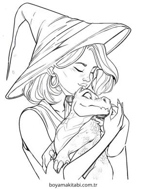 Baby Dragon boyama sayfası – okul öncesi, evde etkinlik