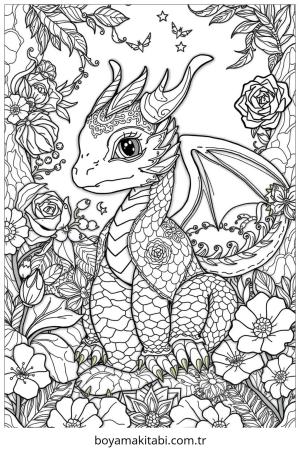 Baby Dragon boyama sayfası – boyama etkinliği, çocuk aktivitesi