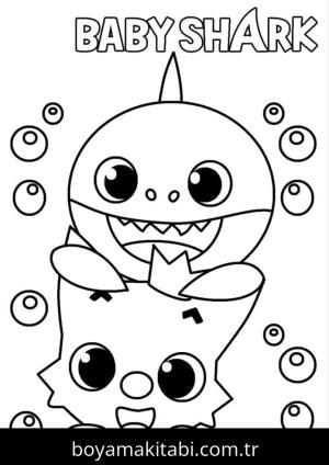 Baby Shark boyama sayfası – sanatsal çalışma, çocuklar için