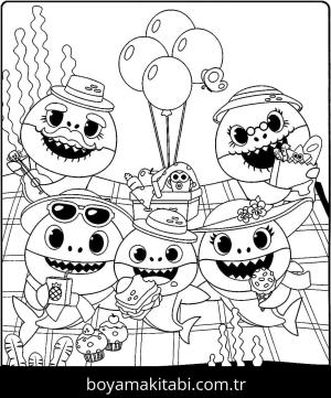 Baby Shark boyama sayfası – eğlenceli etkinlik, el becerilerini geliştirir