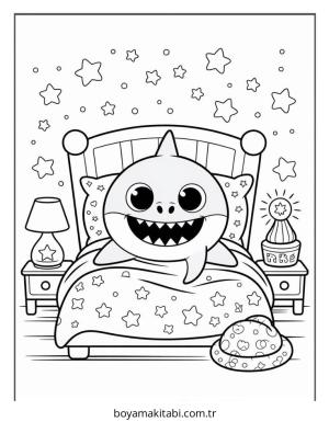 Baby Shark boyama sayfası – renkli çizimler, okul öncesi