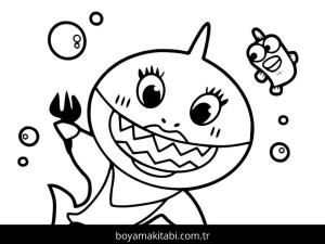 Baby Shark boyama sayfası – renkli çizimler, okul öncesi