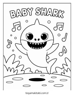 Baby Shark boyama sayfası – boyama çalışması, yaratıcılığı geliştirir