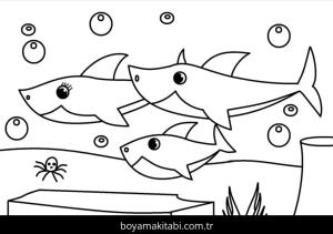 Baby Shark boyama sayfası – boyama çalışması, yaratıcılığı geliştirir