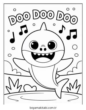 Baby Shark boyama sayfası – evde etkinlik, ücretsiz yazdır