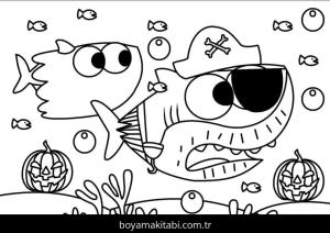 Baby Shark boyama sayfası – okul öncesi, evde etkinlik