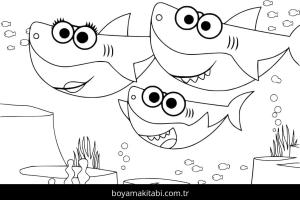Baby Shark boyama sayfası – el becerilerini geliştirir, boyama çalışması
