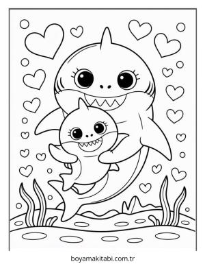 Baby Shark boyama sayfası – eğlenceli etkinlik, el becerilerini geliştirir