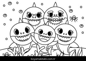 Baby Shark boyama sayfası – eğlenceli etkinlik, el becerilerini geliştirir