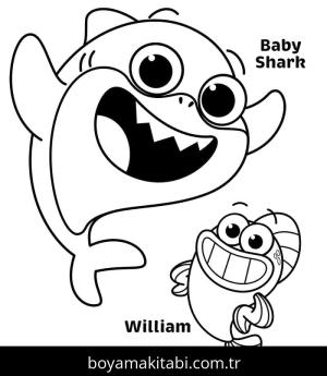 Baby Shark boyama sayfası – PDF indir, sevimli karakter