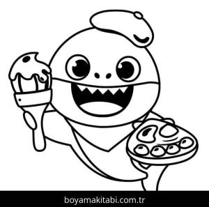 Baby Shark boyama sayfası – PDF indir, sevimli karakter