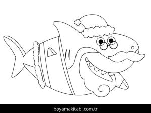 Baby Shark boyama sayfası – basit çizim, kolay boyama