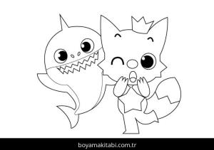 Baby Shark boyama sayfası – eğlenceli etkinlik, el becerilerini geliştirir
