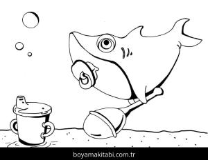 Baby Shark boyama sayfası – çocuk aktivitesi, PDF indir