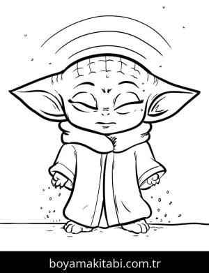 Baby Yoda boyama sayfası – sevimli karakter, sanatsal çalışma