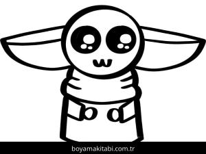 Baby Yoda boyama sayfası – renkli çizimler, okul öncesi