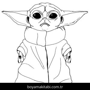 Baby Yoda boyama sayfası – eğitici aktivite, yaratıcılık