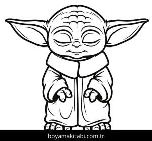 Baby Yoda boyama sayfası – çizgi film temalı, basit çizim