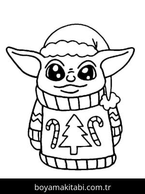 Baby Yoda boyama sayfası – el becerilerini geliştirir, boyama çalışması
