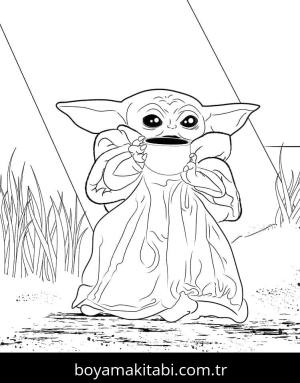 Baby Yoda boyama sayfası – boyama çalışması, yaratıcılığı geliştirir