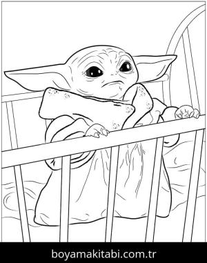 Baby Yoda boyama sayfası – boyama çalışması, yaratıcılığı geliştirir