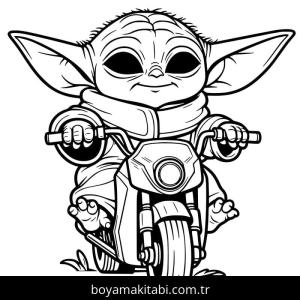 Baby Yoda boyama sayfası – renkli çizimler, okul öncesi