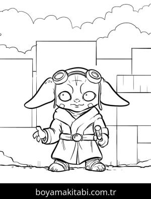 Baby Yoda boyama sayfası – okul öncesi, evde etkinlik