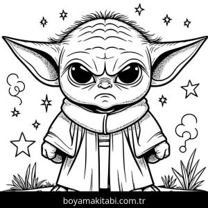 Baby Yoda boyama sayfası – çocuklar için, çizgi film temalı