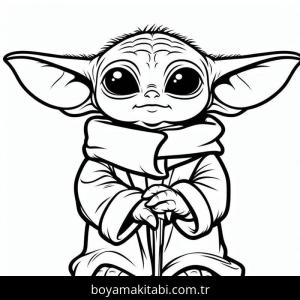Baby Yoda boyama sayfası – eğlenceli etkinlik, el becerilerini geliştirir