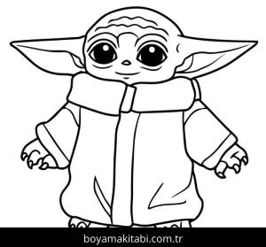 Baby Yoda boyama sayfası – okul öncesi, evde etkinlik