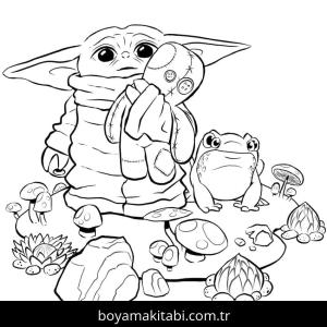 Baby Yoda boyama sayfası – evde etkinlik, ücretsiz yazdır