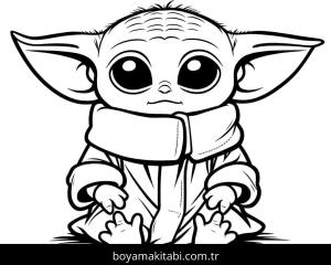 Baby Yoda boyama sayfası – keyifli zaman, renkli çizimler