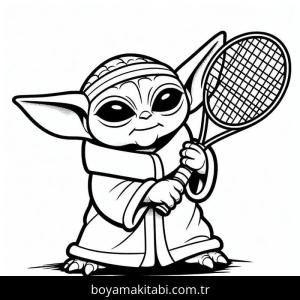 Baby Yoda boyama sayfası – çizgi film temalı, basit çizim