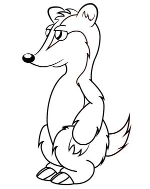 Badger boyama sayfası,  coloring page, Porsuk Çizgi Film Pozisyonu, 